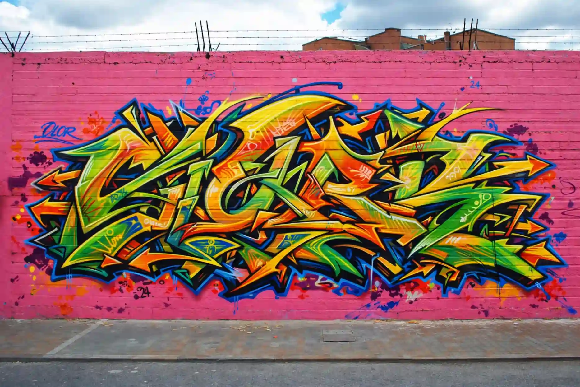 wildstyle graffiti en muro exterior