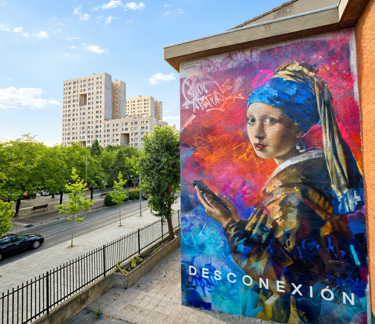 Mural Desconexión inspirado en La joven de la perla